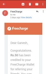 freecharge refer n earn proof