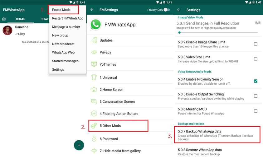 backup fouad whatsapp data